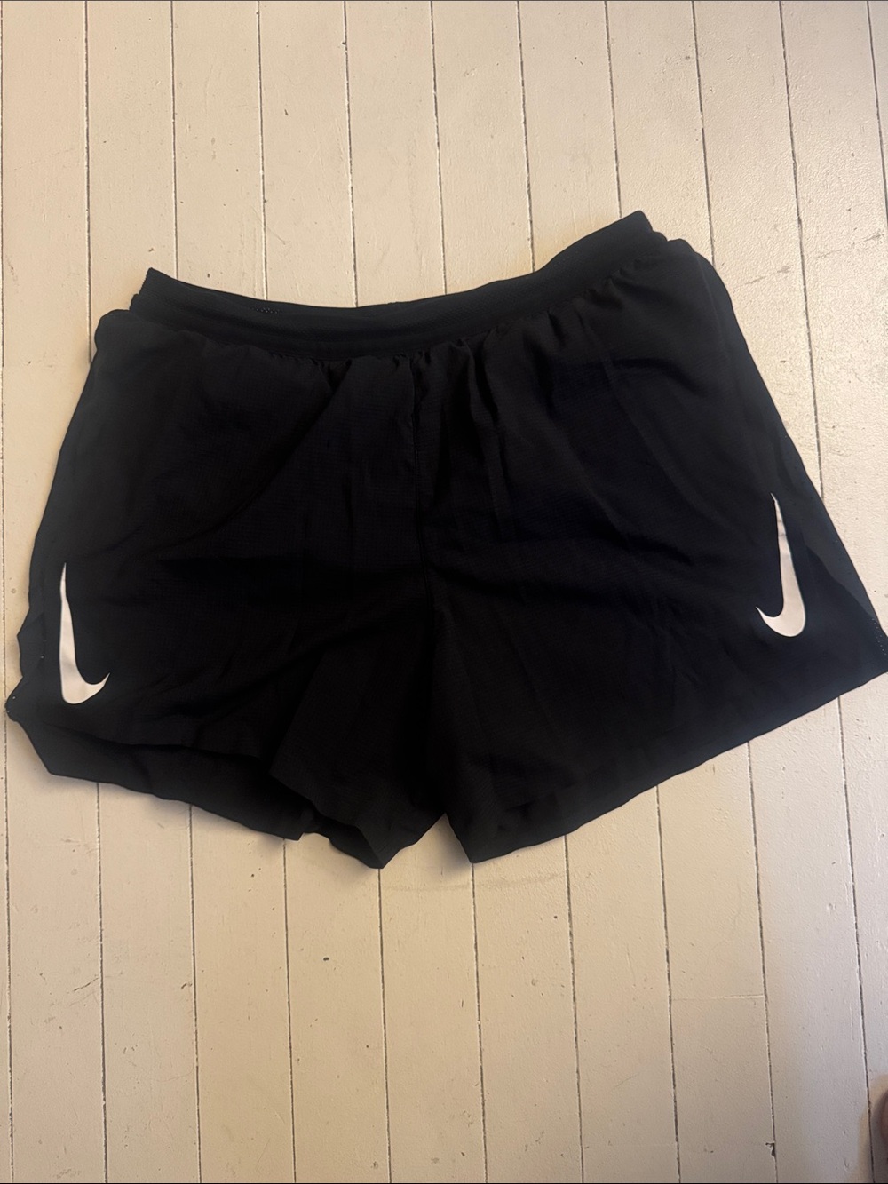 Nike Black Women's Lightweight Running Shorts with White Swoosh